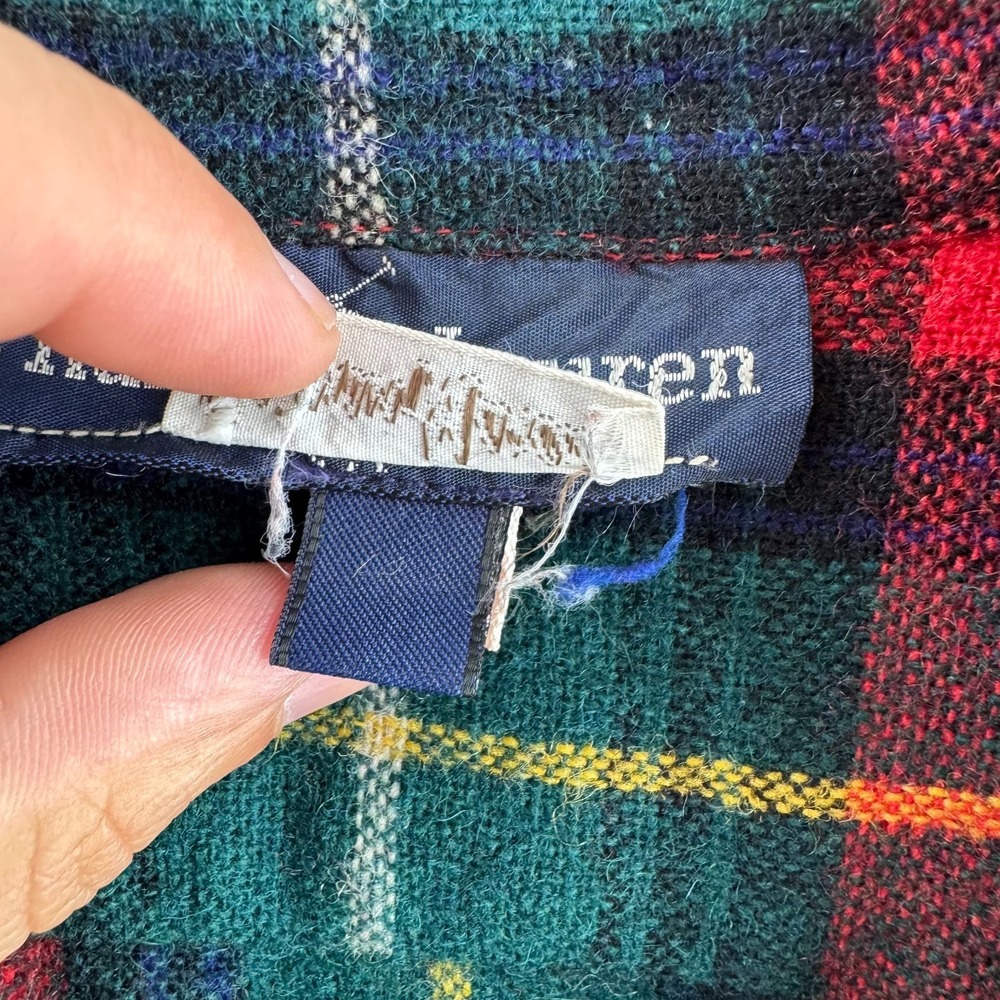 Vintage 80s Polo Ralph Lauren Wool Flannel Shirt Womens 8 Oversized Loop Collar - Picture 5 of 16